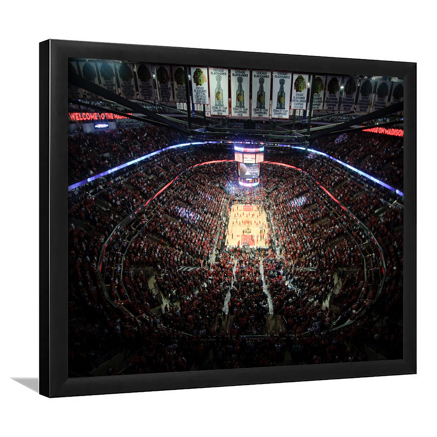 United Center Stadium, Stadium Canvas, Sport Art, Gift for him, Framed Art Print Wall Decor, Picture Framed