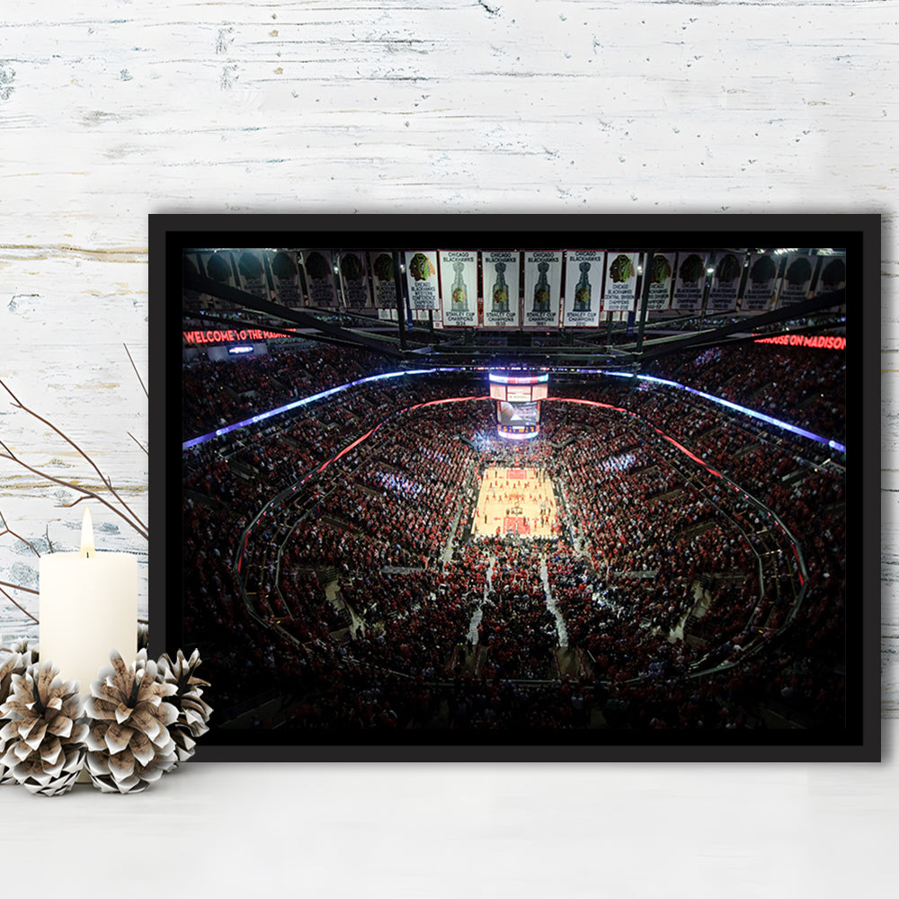 United Center Stadium, Stadium Canvas, Sport Art, Framed Canvas Print Wall Art, Floating Frame