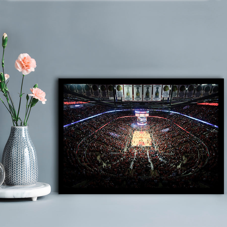 United Center Stadium, Stadium Canvas, Sport Art, Gift for him, Framed Art Print Wall Decor, Picture Framed