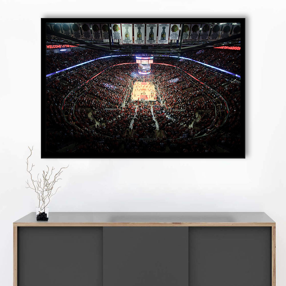 United Center Stadium, Stadium Canvas, Sport Art, Gift for him, Framed Art Print Wall Decor, Picture Framed
