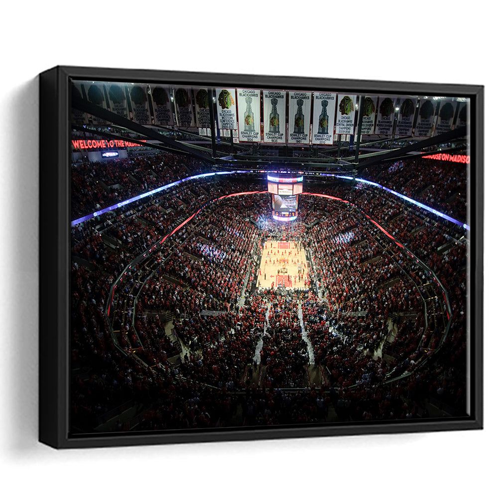 United Center Stadium, Stadium Canvas, Sport Art, Framed Canvas Print Wall Art, Floating Frame