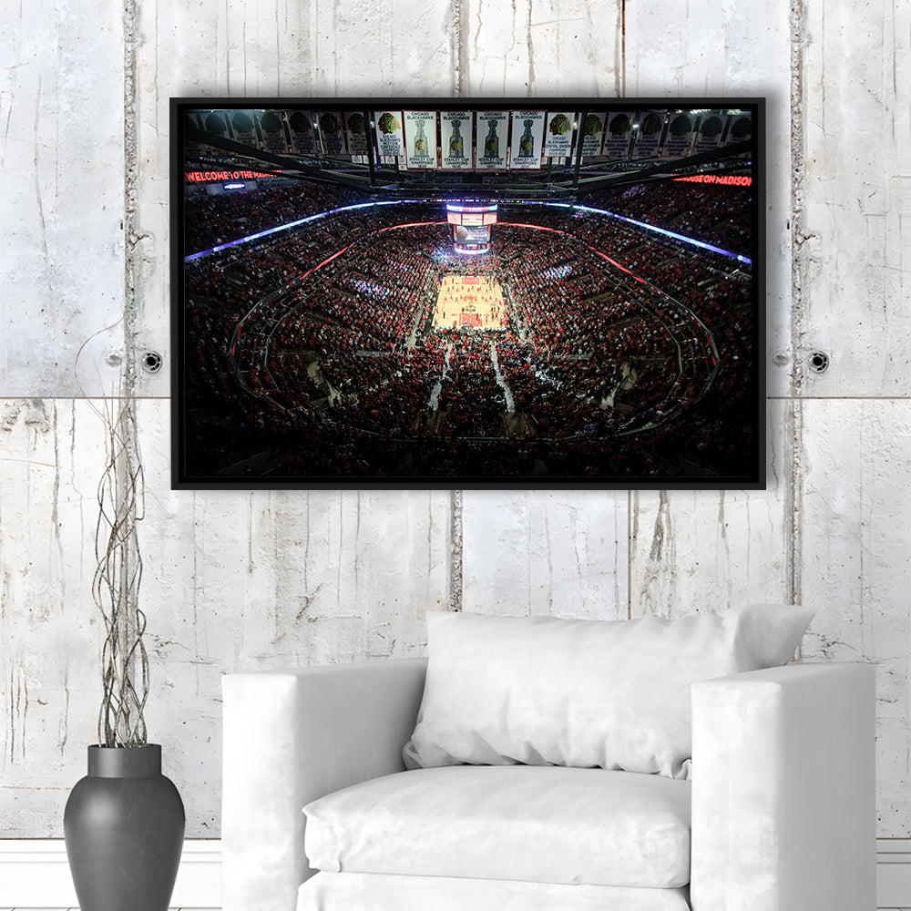 United Center Stadium, Stadium Canvas, Sport Art, Framed Canvas Print Wall Art, Floating Frame