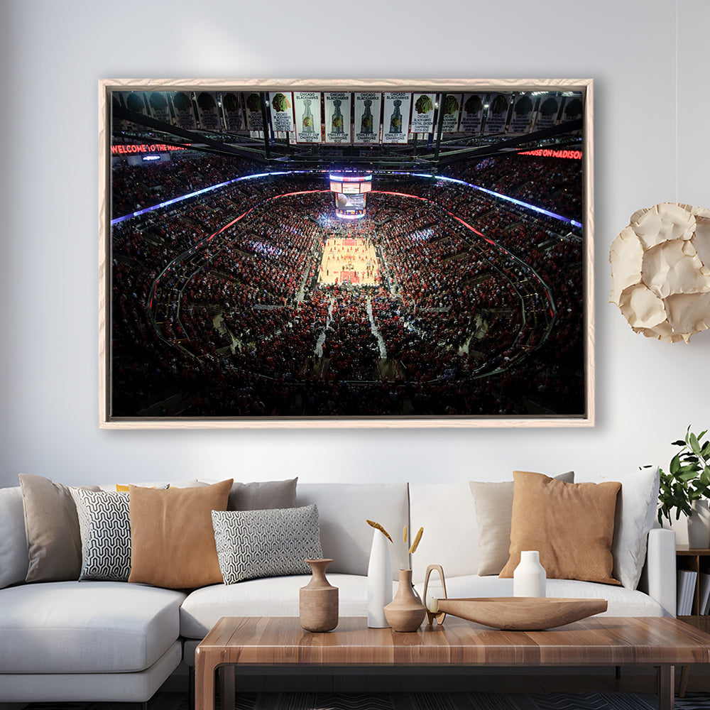 United Center Stadium, Stadium Canvas, Sport Art, Framed Canvas Print Wall Art, Floating Frame