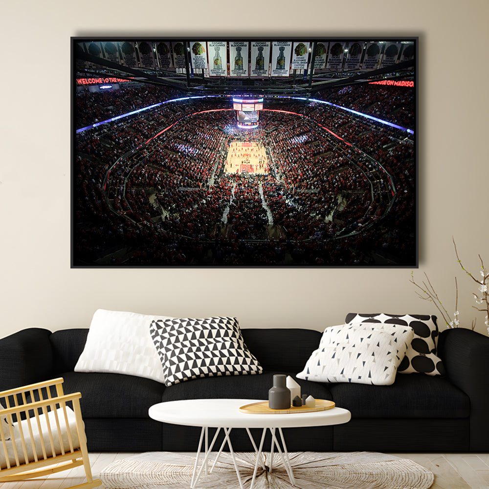 United Center Stadium, Stadium Canvas, Sport Art, Framed Canvas Print Wall Art, Floating Frame