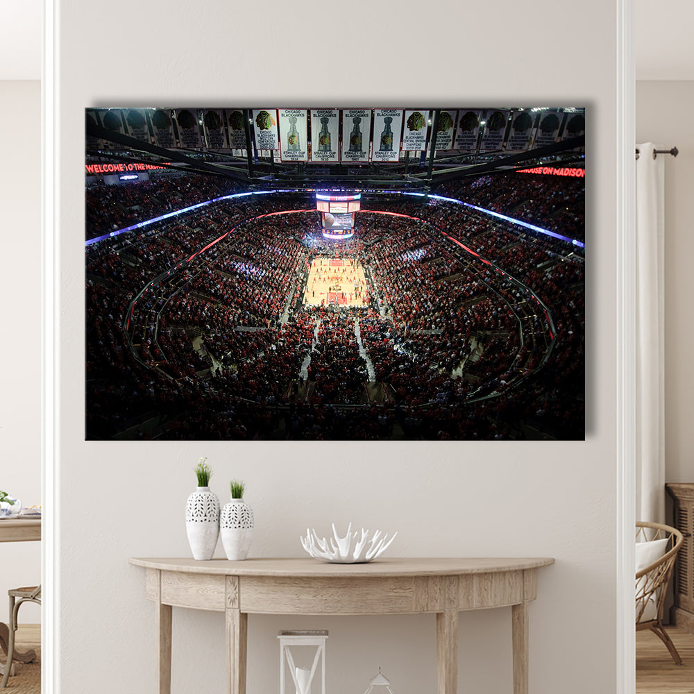 United Center Stadium, Stadium Canvas, Sport Art, Gift for him, Man Cave Decor, Art Print, Canvas Print Wall Art