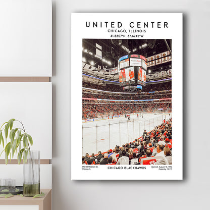 United Center Stadium, Chicago Hockey Stadium Wall Art Print, Sport Art Print, Canvas Prints Wall Art, Man Cave Decor
