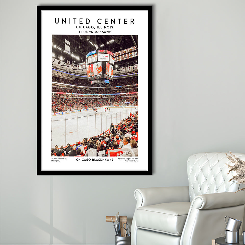 United Center Stadium, Chicago Hockey Stadium Wall Art Print, Sport Art Print, Framed Art Prints Wall Decor