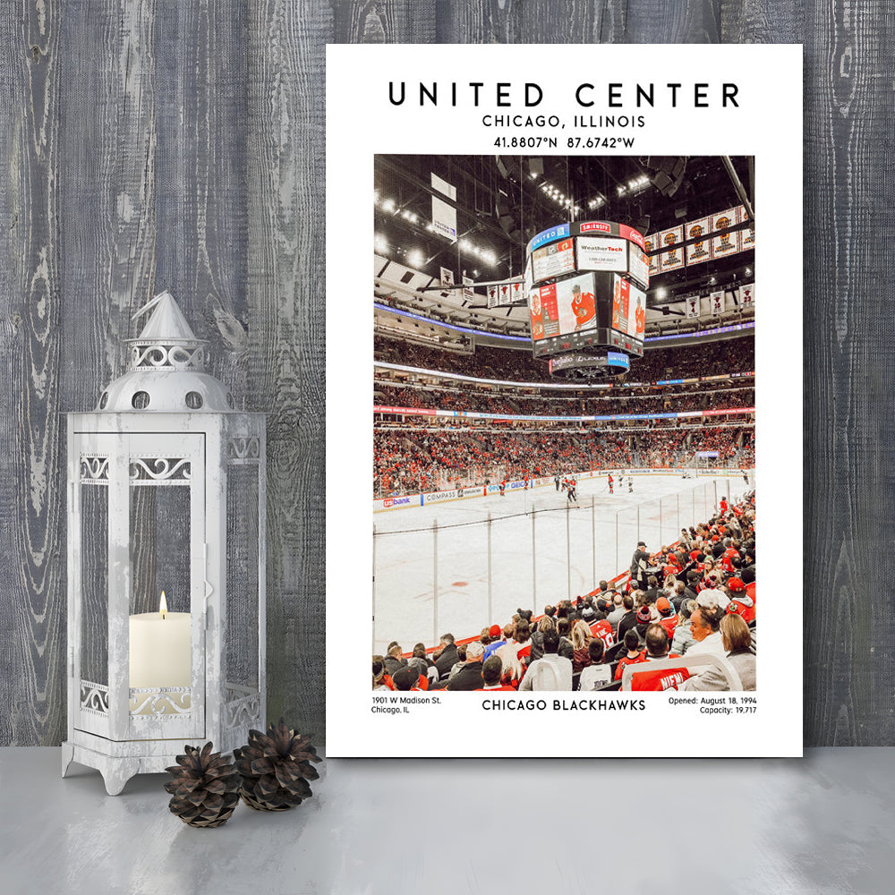 United Center Stadium, Chicago Hockey Stadium Wall Art Print, Sport Art Print, Canvas Prints Wall Art, Man Cave Decor