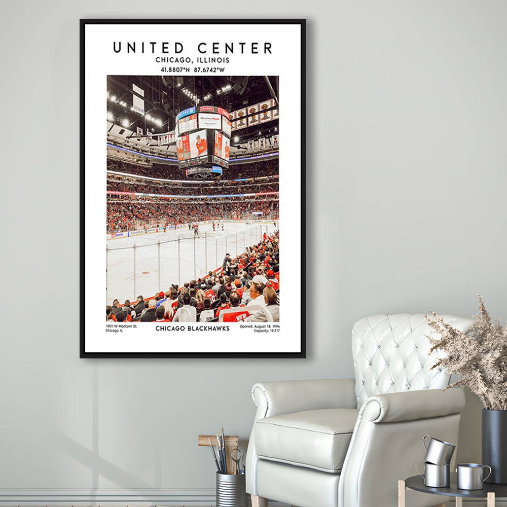 United Center Stadium, Chicago Hockey Stadium Wall Art Print, Sport Art Print, Framed Canvas Prints Wall Art