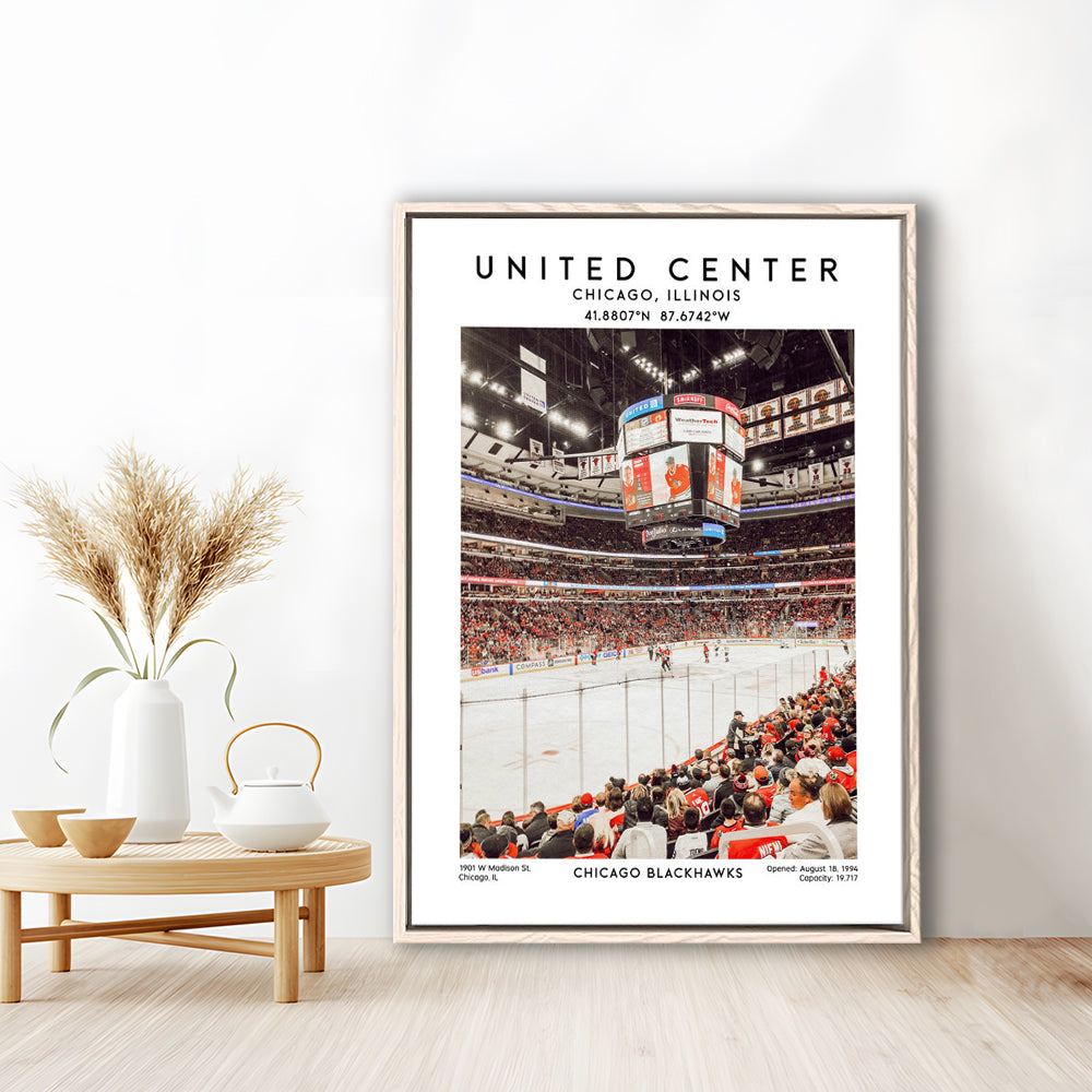 United Center Stadium, Chicago Hockey Stadium Wall Art Print, Sport Art Print, Framed Canvas Prints Wall Art