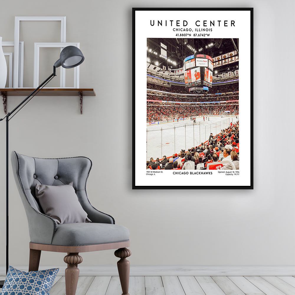 United Center Stadium, Chicago Hockey Stadium Wall Art Print, Sport Art Print, Framed Canvas Prints Wall Art