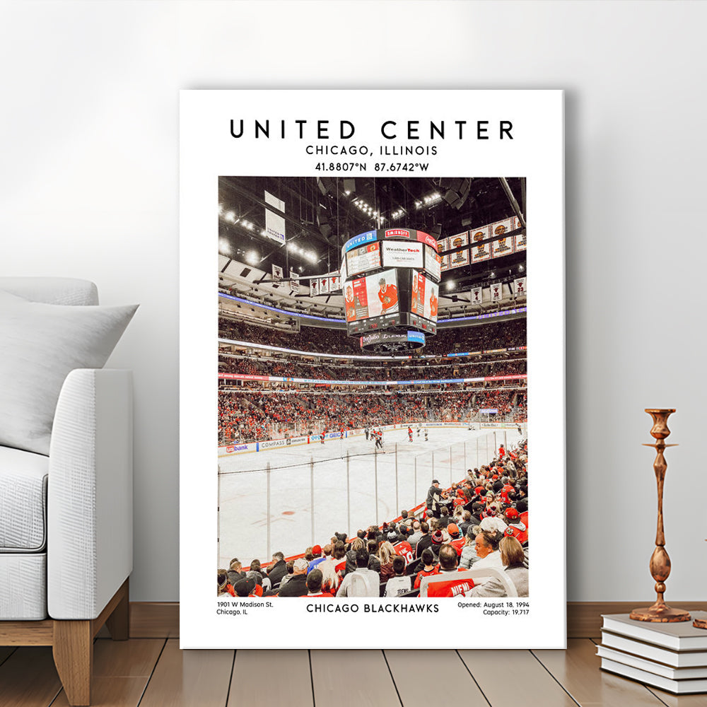 United Center Stadium, Chicago Hockey Stadium Wall Art Print, Sport Art Print, Canvas Prints Wall Art, Man Cave Decor