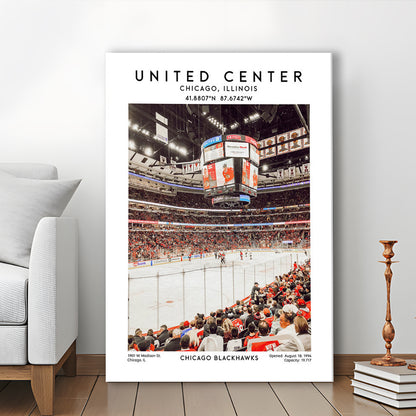 United Center Stadium, Chicago Hockey Stadium Wall Art Print, Sport Art Print, Canvas Prints Wall Art, Man Cave Decor