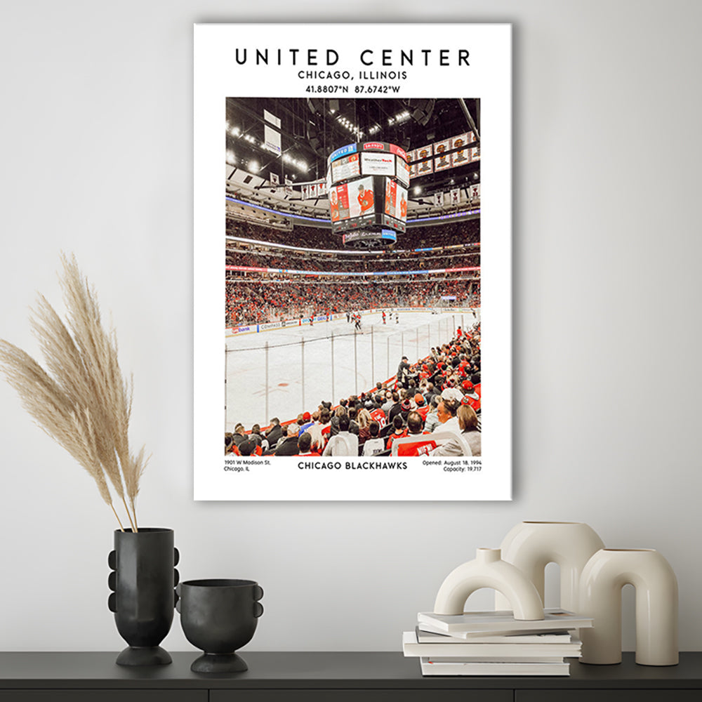 United Center Stadium, Chicago Hockey Stadium Wall Art Print, Sport Art Print, Canvas Prints Wall Art, Man Cave Decor