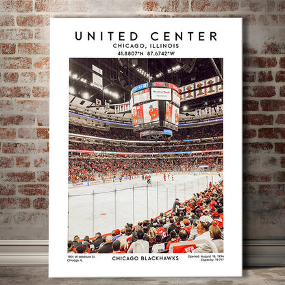 United Center Stadium, Chicago Hockey Stadium Wall Art Print, Sport Art Print, Canvas Prints Wall Art, Man Cave Decor