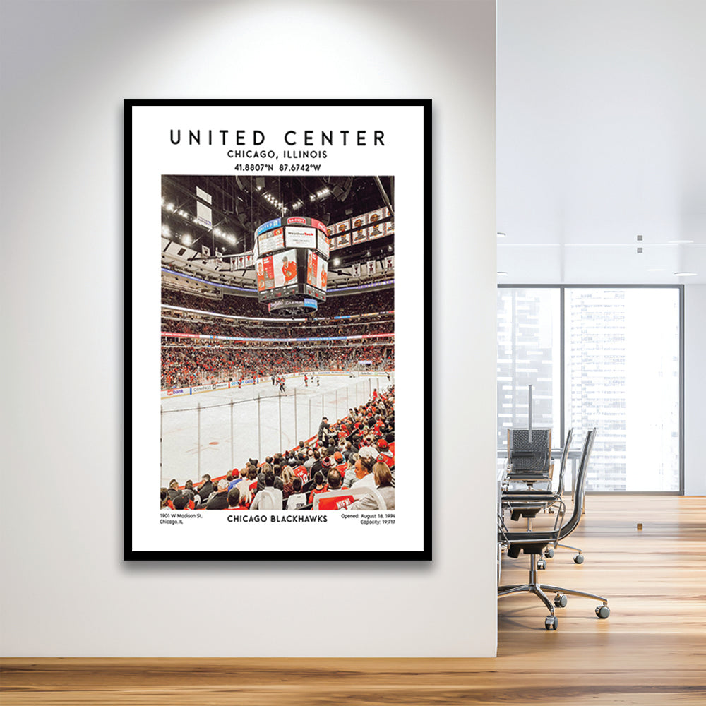 United Center Stadium, Chicago Hockey Stadium Wall Art Print, Sport Art Print, Framed Art Prints Wall Decor