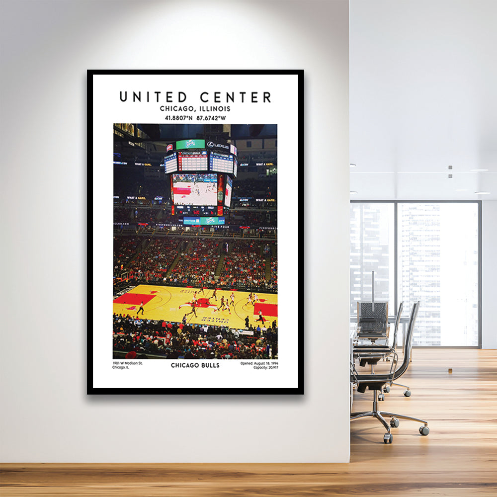 United Center Stadium, Bulls Basketball Stadium Wall Art Print, Sport Art Print, Framed Art Prints Wall Decor