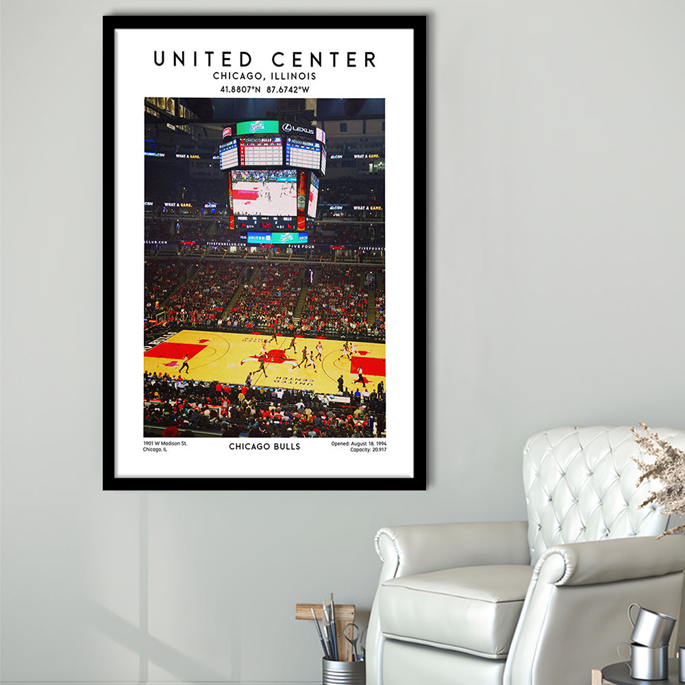 United Center Stadium, Bulls Basketball Stadium Wall Art Print, Sport Art Print, Framed Art Prints Wall Decor