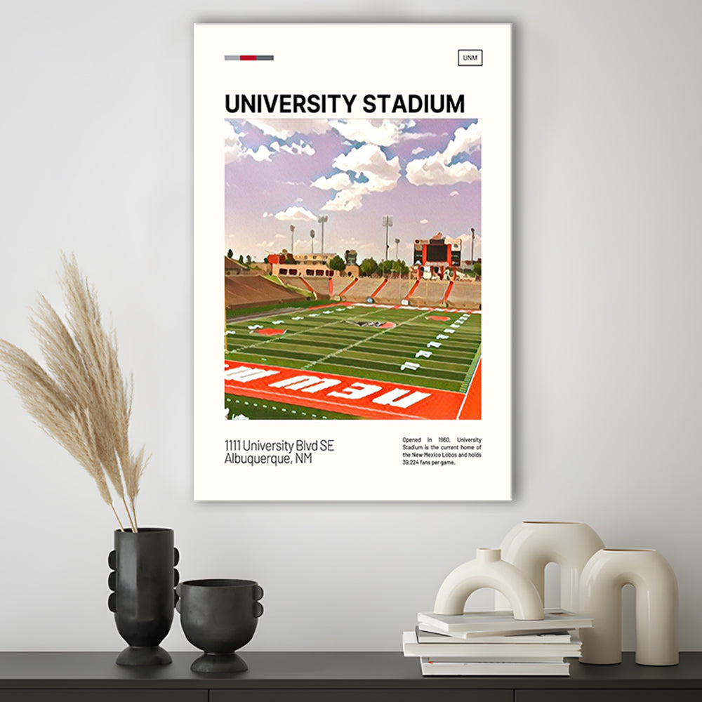 University Stadium Print, New Mexico Lobos Stadium Canvas Art, Fan Gifts, Sport Art, Canvas Print Wall Art