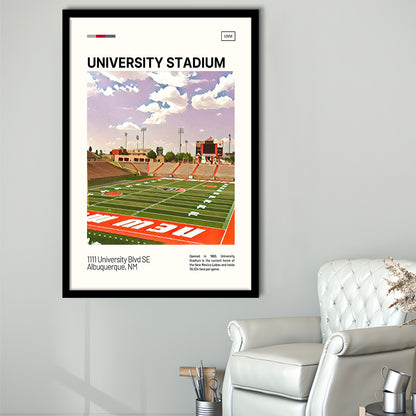 University Stadium Print, New Mexico Lobos Stadium Art, Gifts for him, Sport Art, Framed Art Print Wall Decor