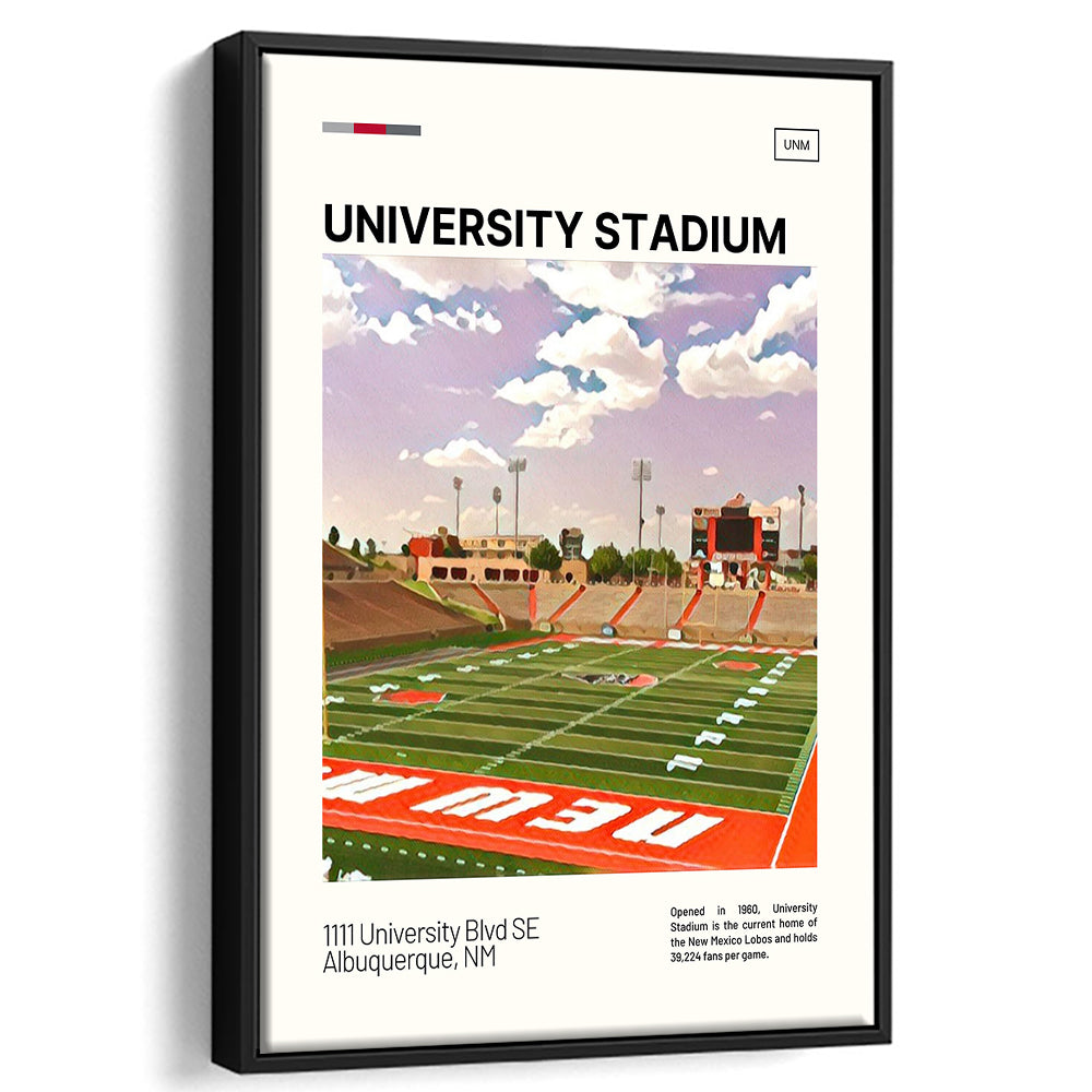 University Stadium Print, New Mexico Lobos Stadium Canvas Art, Man Cave Gift, Floating Framed Canvas Print Wall Art