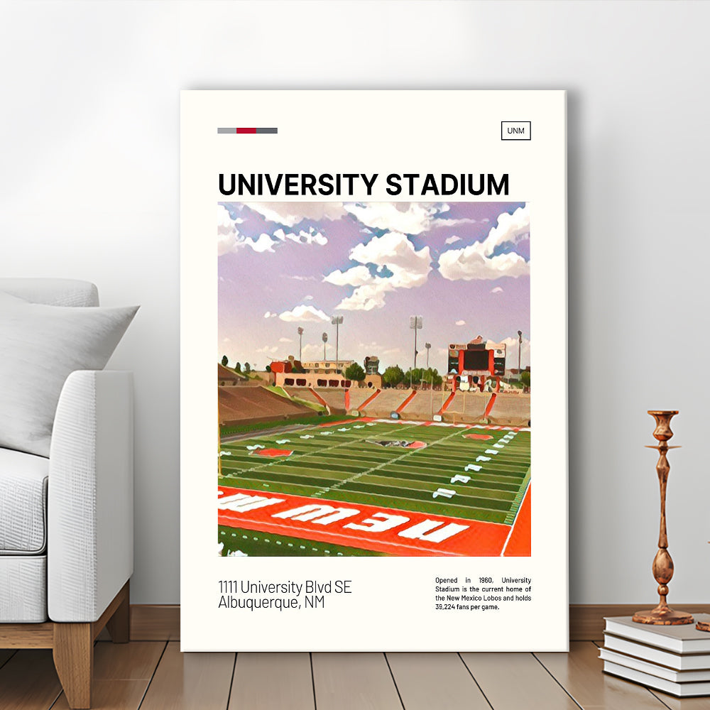 University Stadium Print, New Mexico Lobos Stadium Canvas Art, Fan Gifts, Sport Art, Canvas Print Wall Art
