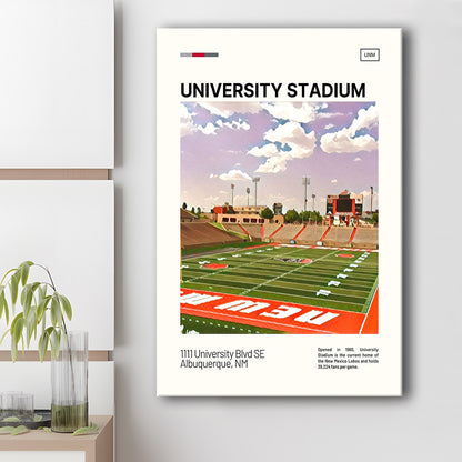 University Stadium Print, New Mexico Lobos Stadium Canvas Art, Fan Gifts, Sport Art, Canvas Print Wall Art