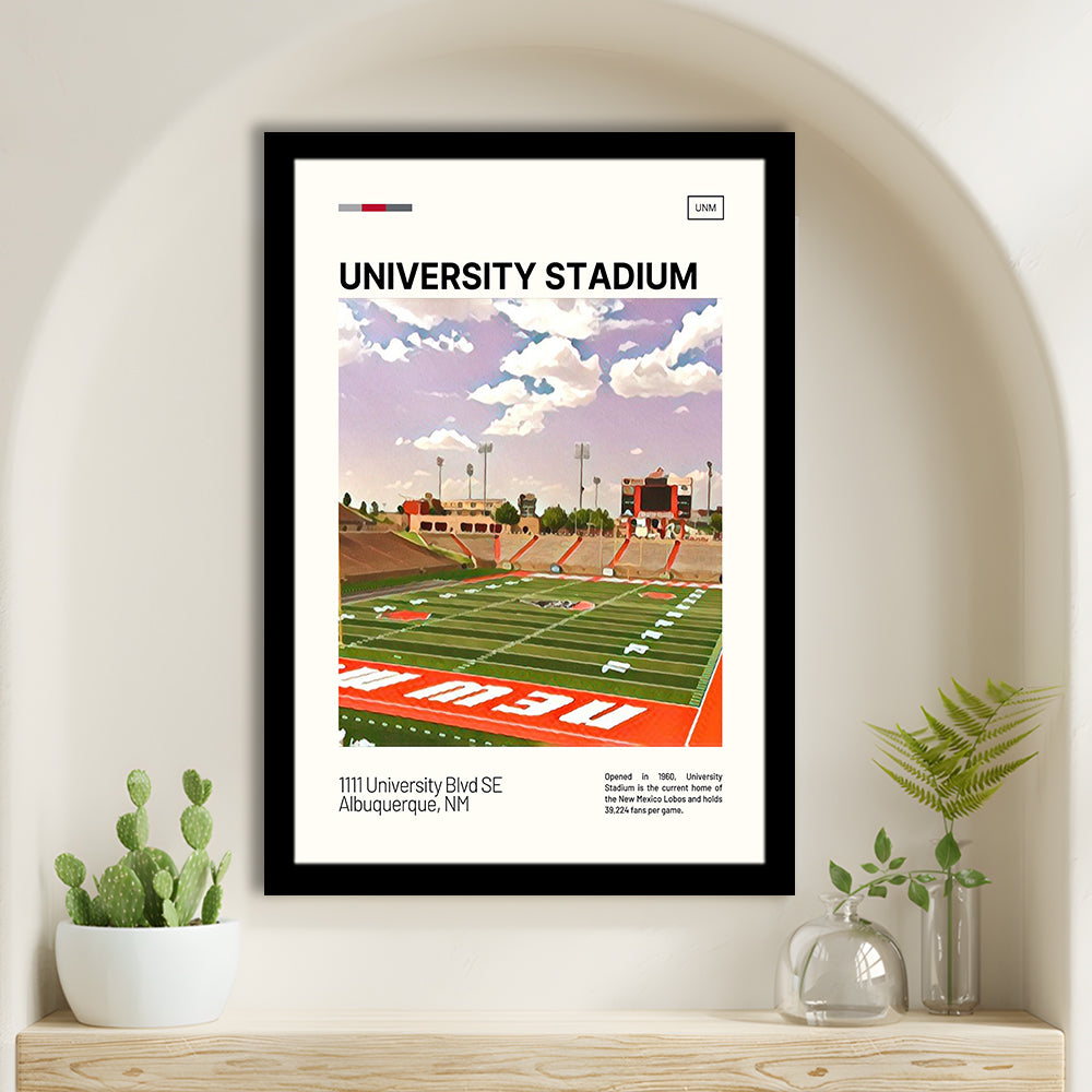 University Stadium Print, New Mexico Lobos Stadium Art, Gifts for him, Sport Art, Framed Art Print Wall Decor