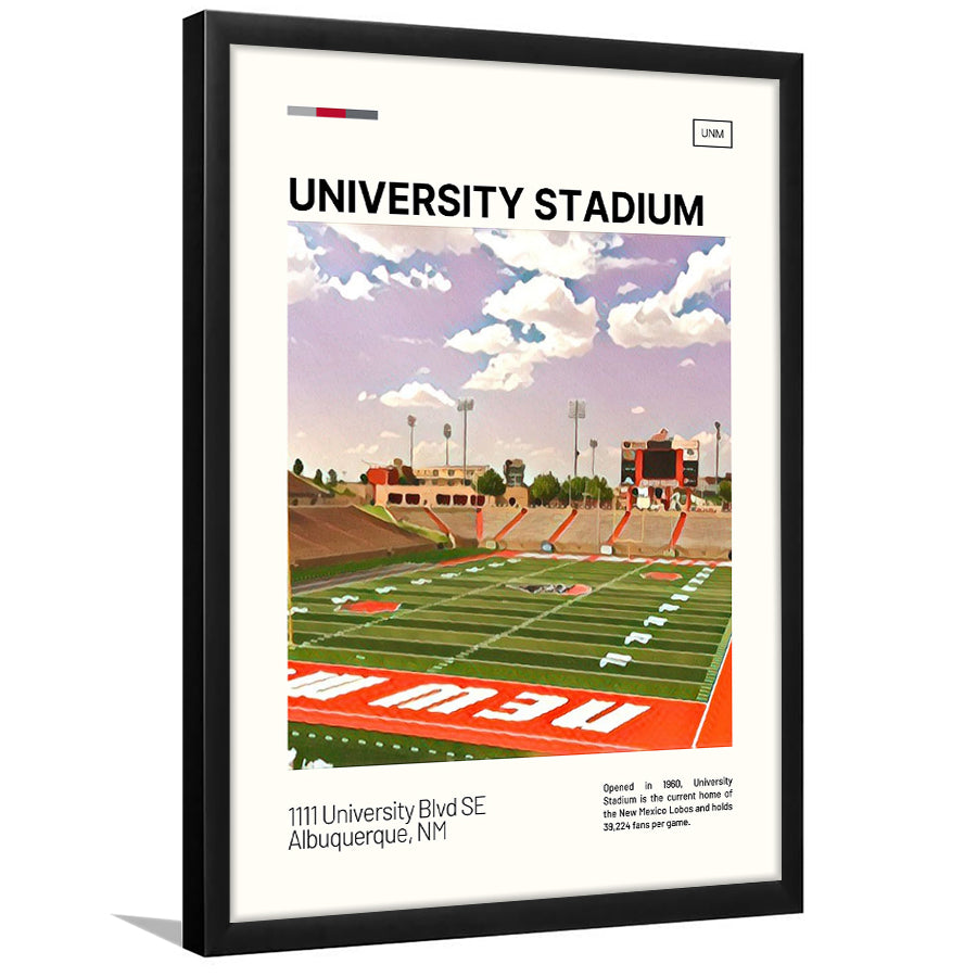 University Stadium Print, New Mexico Lobos Stadium Art, Gifts for him, Sport Art, Framed Art Print Wall Decor