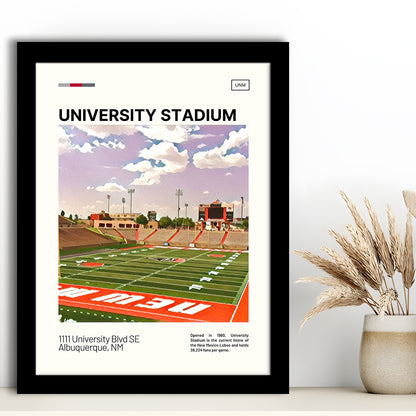 University Stadium Print, New Mexico Lobos Stadium Art, Gifts for him, Sport Art, Framed Art Print Wall Decor