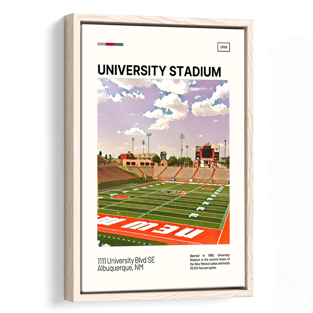 University Stadium Print, New Mexico Lobos Stadium Canvas Art, Man Cave Gift, Floating Framed Canvas Print Wall Art