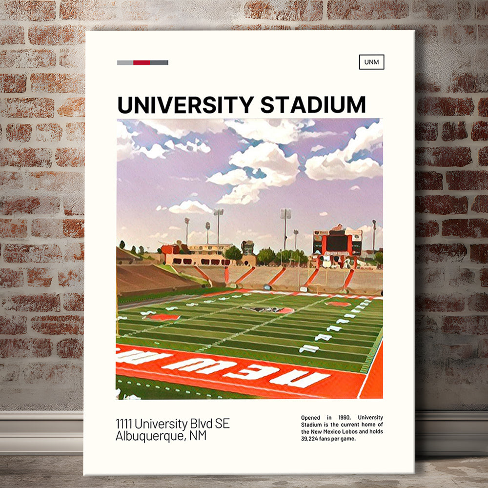 University Stadium Print, New Mexico Lobos Stadium Canvas Art, Fan Gifts, Sport Art, Canvas Print Wall Art