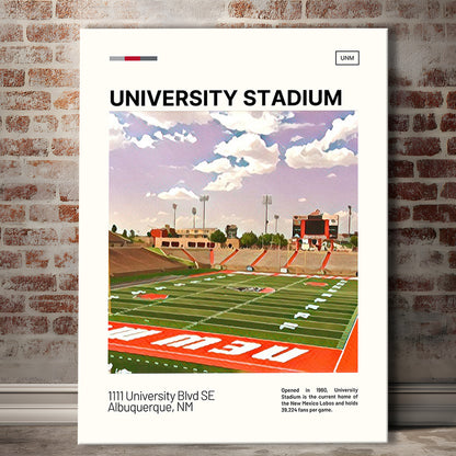 University Stadium Print, New Mexico Lobos Stadium Canvas Art, Fan Gifts, Sport Art, Canvas Print Wall Art