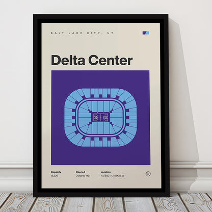 Utah Jazz Stadium Print, Delta Center Stadium Print, Man Cave Gift, Floating Framed Canvas Print Wall Art