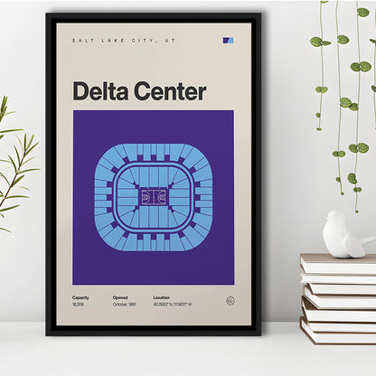 Utah Jazz Stadium Print, Delta Center Stadium Print, Man Cave Gift, Floating Framed Canvas Print Wall Art