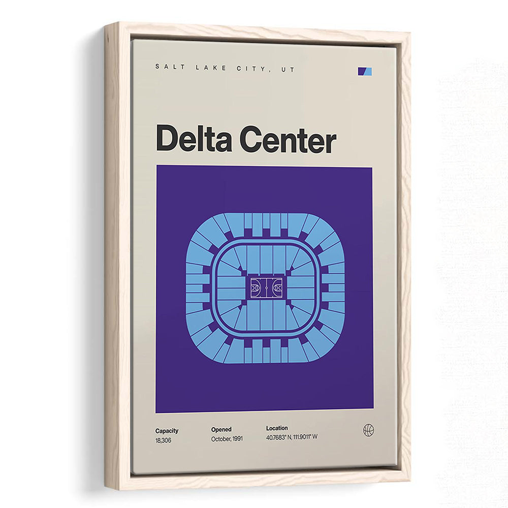 Utah Jazz Stadium Print, Delta Center Stadium Print, Man Cave Gift, Floating Framed Canvas Print Wall Art