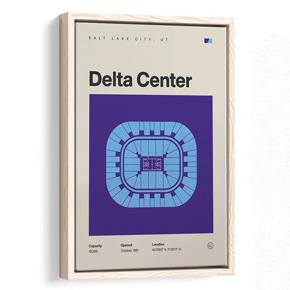 Utah Jazz Stadium Print, Delta Center Stadium Print, Man Cave Gift, Floating Framed Canvas Print Wall Art