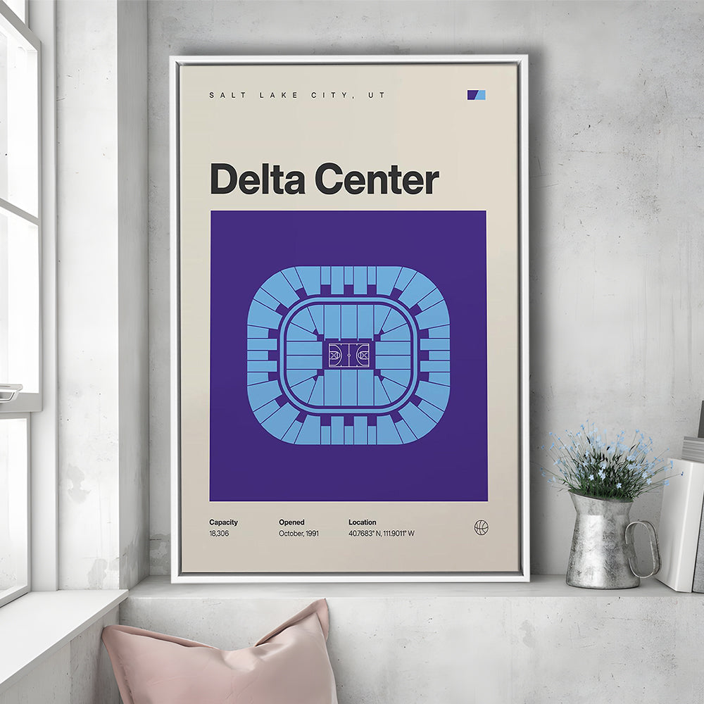 Utah Jazz Stadium Print, Delta Center Stadium Print, Man Cave Gift, Floating Framed Canvas Print Wall Art
