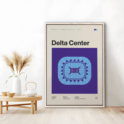 Utah Jazz Stadium Print, Delta Center Stadium Print, Man Cave Gift, Floating Framed Canvas Print Wall Art