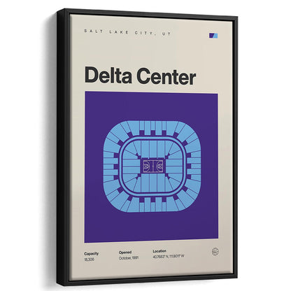Utah Jazz Stadium Print, Delta Center Stadium Print, Man Cave Gift, Floating Framed Canvas Print Wall Art