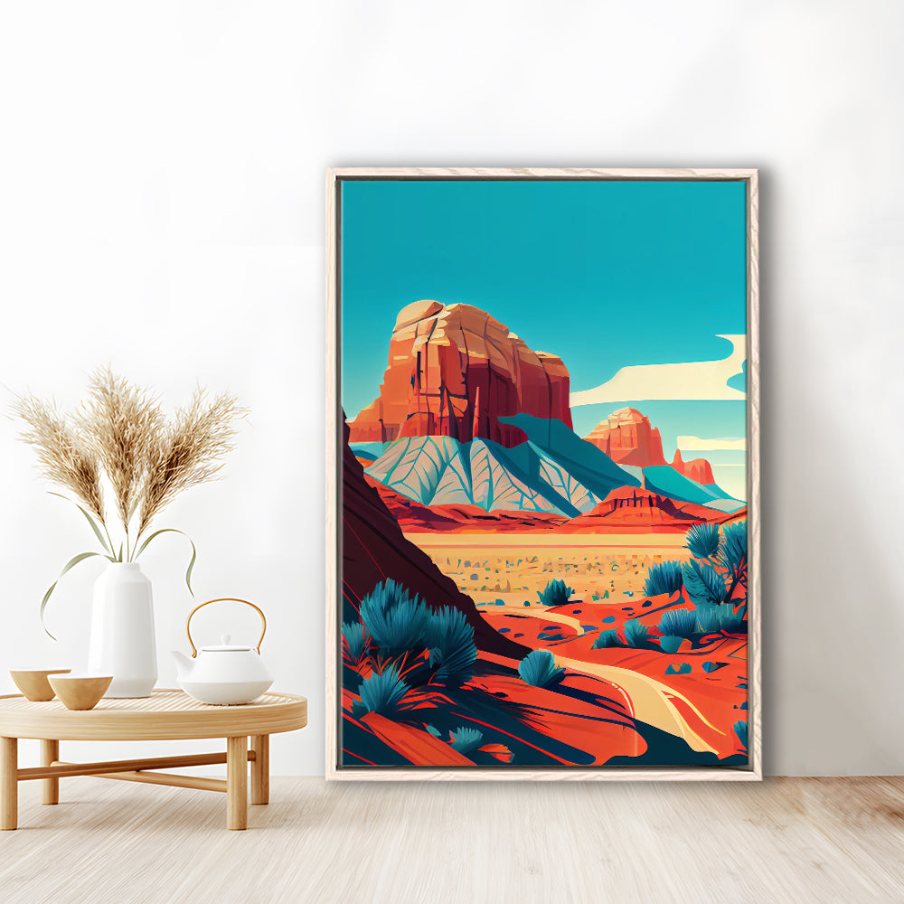 Utah Retro Art Print, Utah City Wall Art, Floating Framed Canvas Print, Framed Picture, Painting Canvas