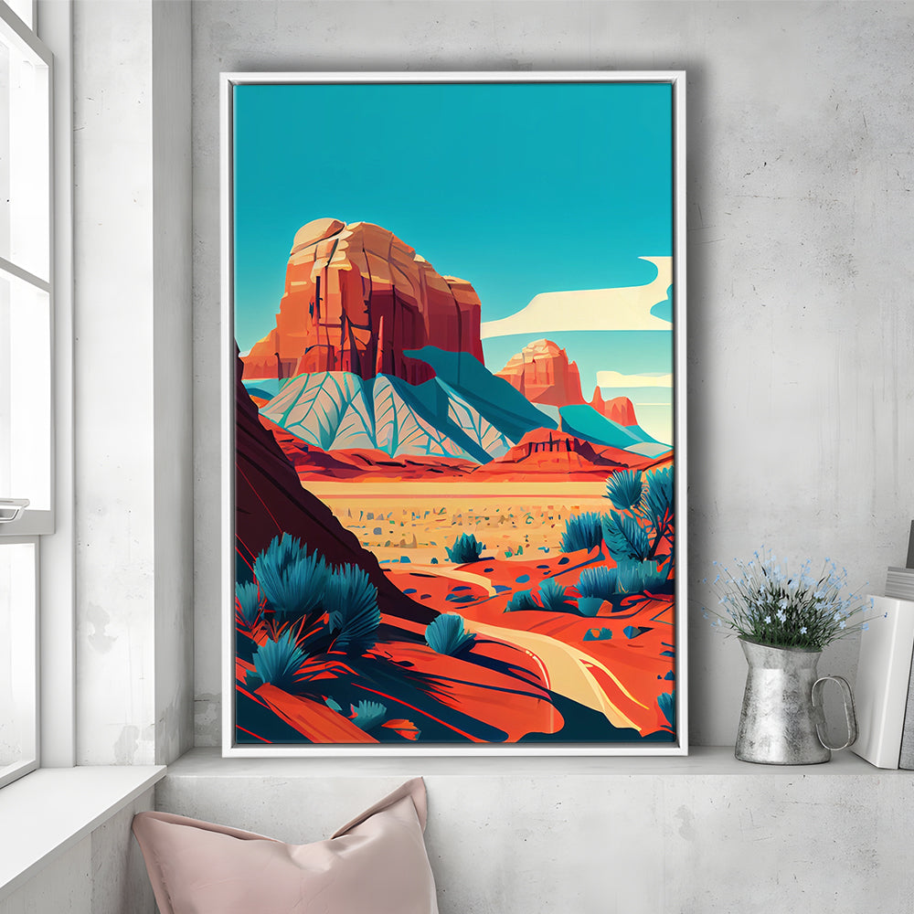 Utah Retro Art Print, Utah City Wall Art, Floating Framed Canvas Print, Framed Picture, Painting Canvas
