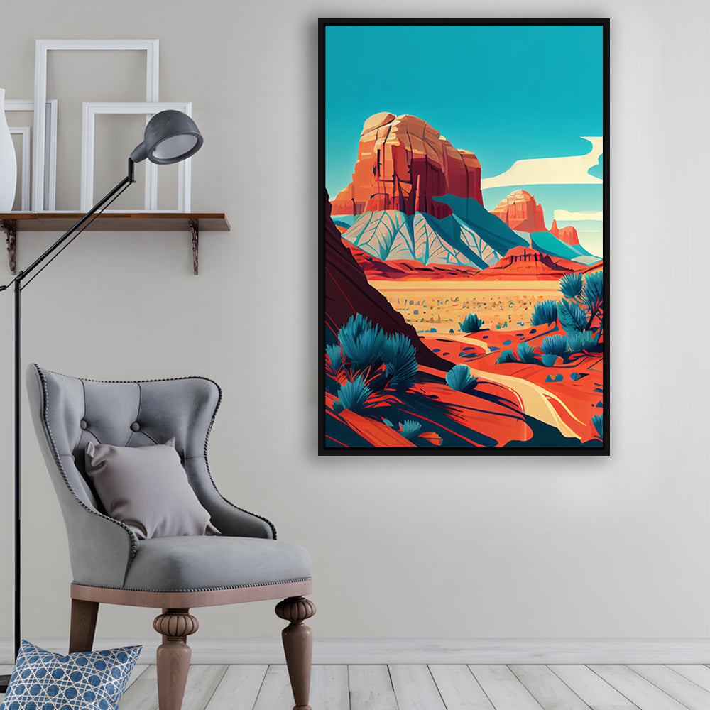 Utah Retro Art Print, Utah City Wall Art, Floating Framed Canvas Print, Framed Picture, Painting Canvas