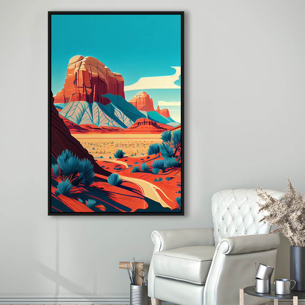 Utah Retro Art Print, Utah City Wall Art, Floating Framed Canvas Print, Framed Picture, Painting Canvas