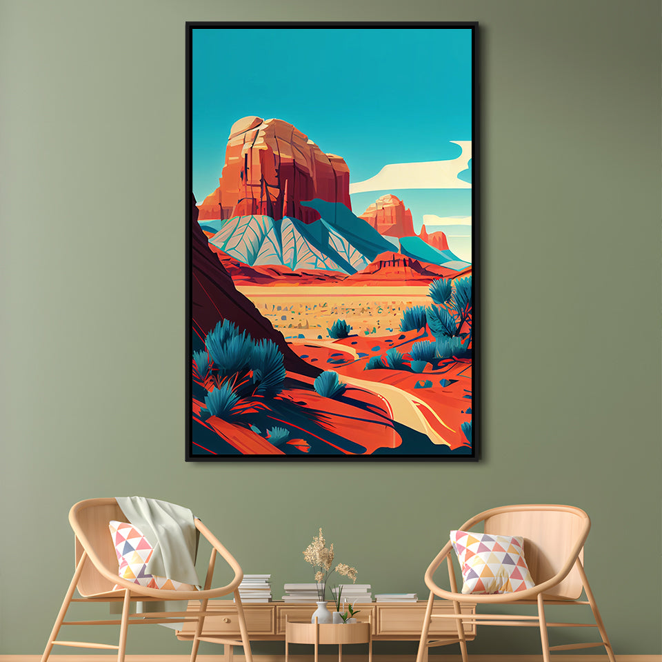 Utah Retro Art Print, Utah City Wall Art, Floating Framed Canvas Print, Framed Picture, Painting Canvas