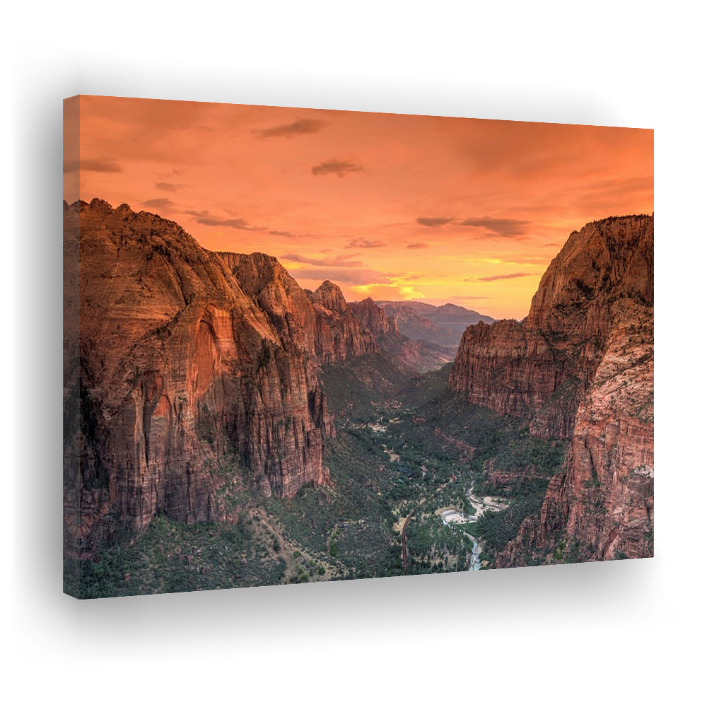 Utah Zion National Park Zion Canyon from Angel's Landing Large Stretched Canvas, Cavas Print Wall Art Hom Decor