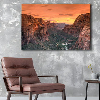 Utah Zion National Park Zion Canyon from Angel's Landing Large Stretched Canvas, Cavas Print Wall Art Hom Decor