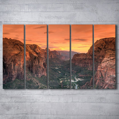 Utah Zion National Park Zion Canyon from Angel's Landing Large Canvas, 5 Piece B Extra Large Cavas Print Wall Art Decor