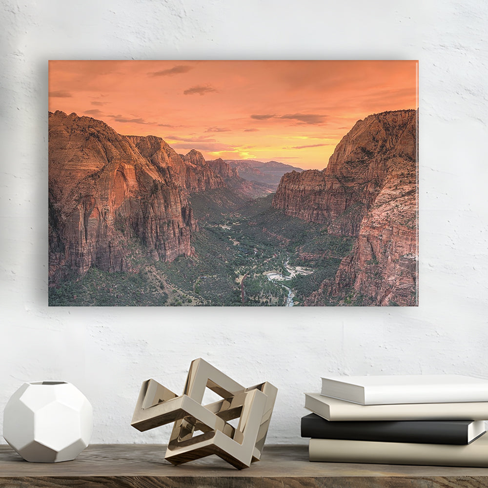 Utah Zion National Park Zion Canyon from Angel's Landing Large Stretched Canvas, Cavas Print Wall Art Hom Decor