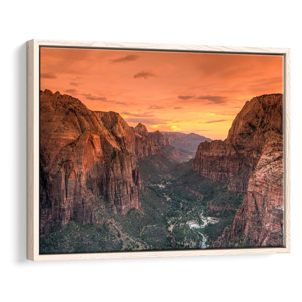 Utah Zion National Park Zion Canyon From Angel'S Landing Large Canvas, Framed Cavas Print, Floating Frame